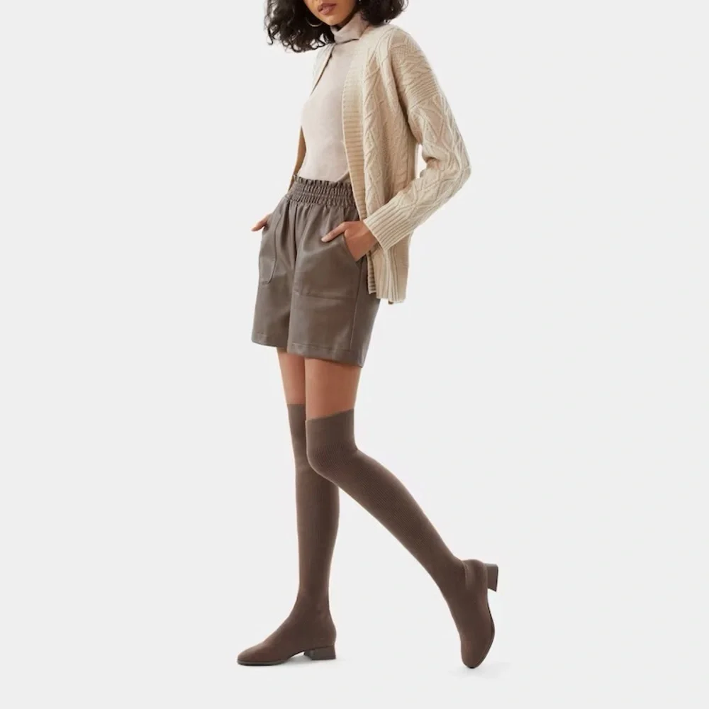 NEW VIVAIA Madeline Round-Toe Over-the-Knee Wool Boots